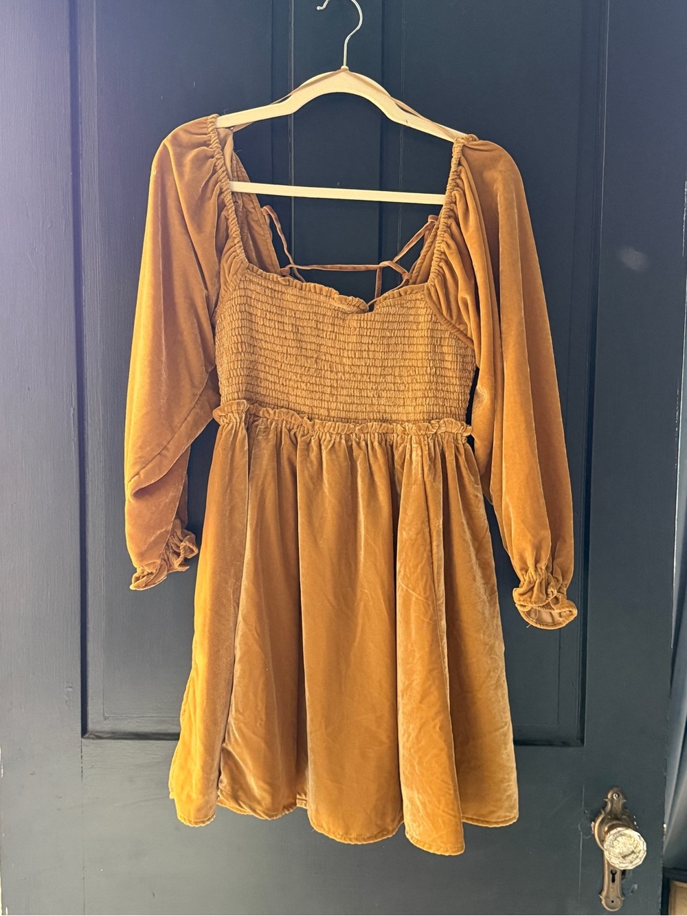 Free People Mustard Velvet Mini Dress